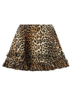 Leopard Duchesse Mini Flared Recycled Polyamide Skirt