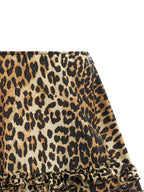 Leopard Duchesse Mini Flared Recycled Polyamide Skirt