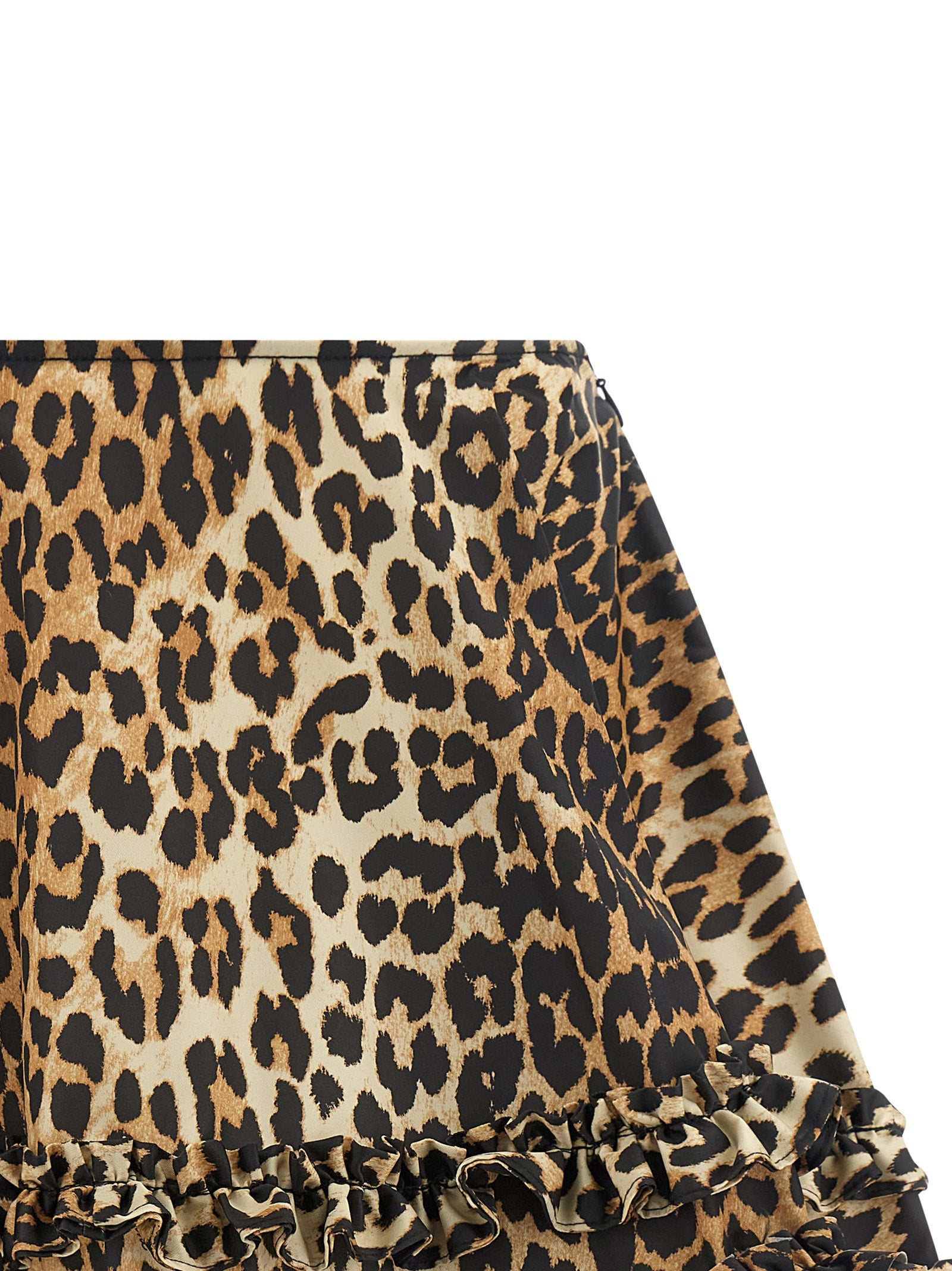 Leopard Duchesse Mini Flared Recycled Polyamide Skirt