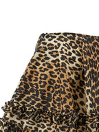 Leopard Duchesse Mini Flared Recycled Polyamide Skirt