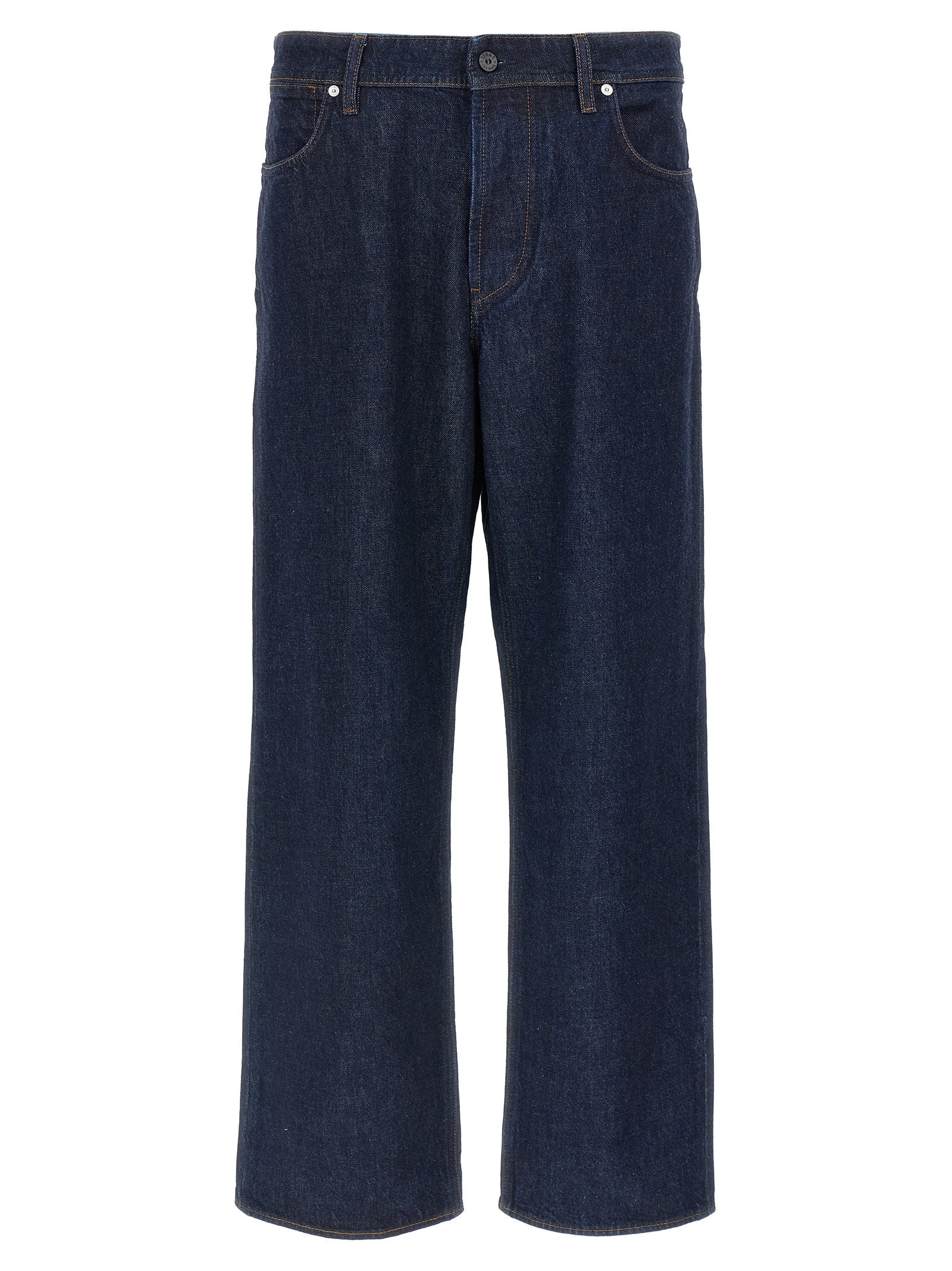 Relaxed Fit Indigo Cotton Straight-Leg Jeans
