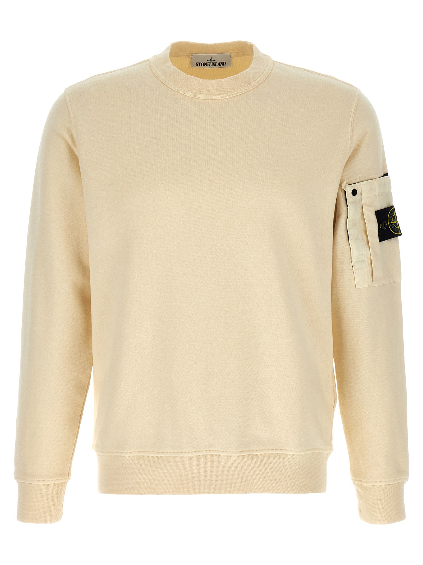 Beige Cotton Crewneck Sweatshirt