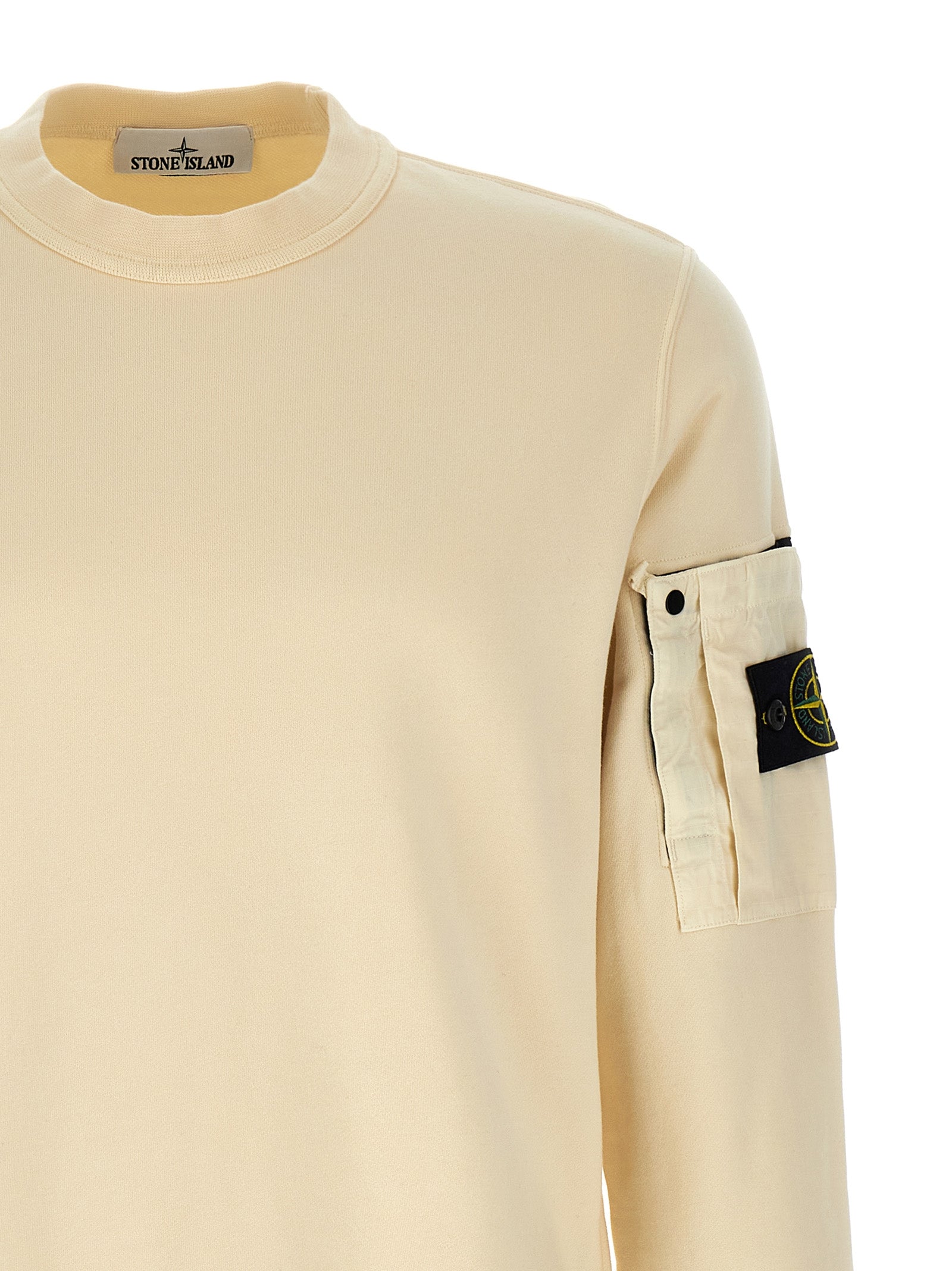 Beige Cotton Crewneck Sweatshirt