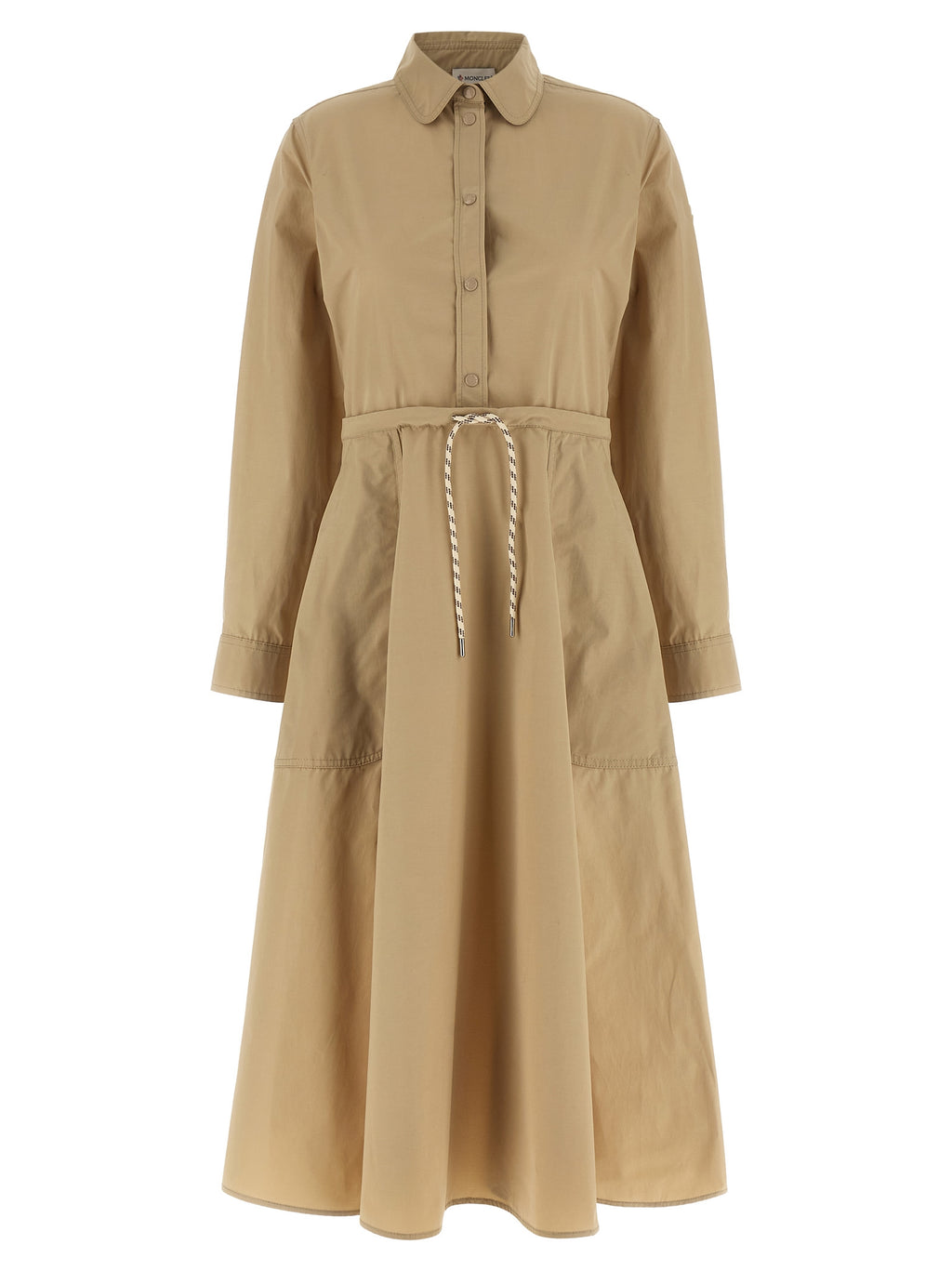 Beige Technical Poplin Midi Dress