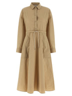 Beige Technical Poplin Midi Dress
