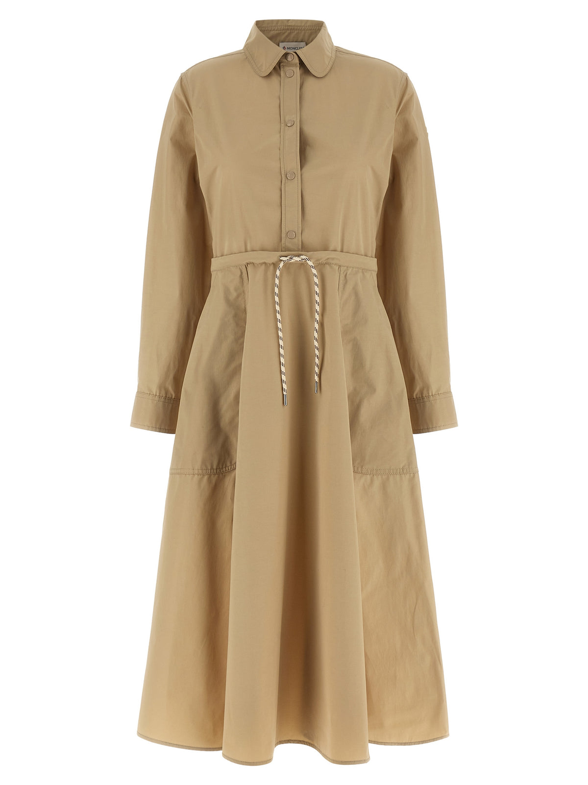 Beige Technical Poplin Midi Dress