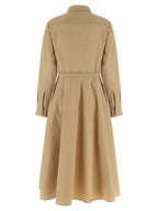 Beige Technical Poplin Midi Dress