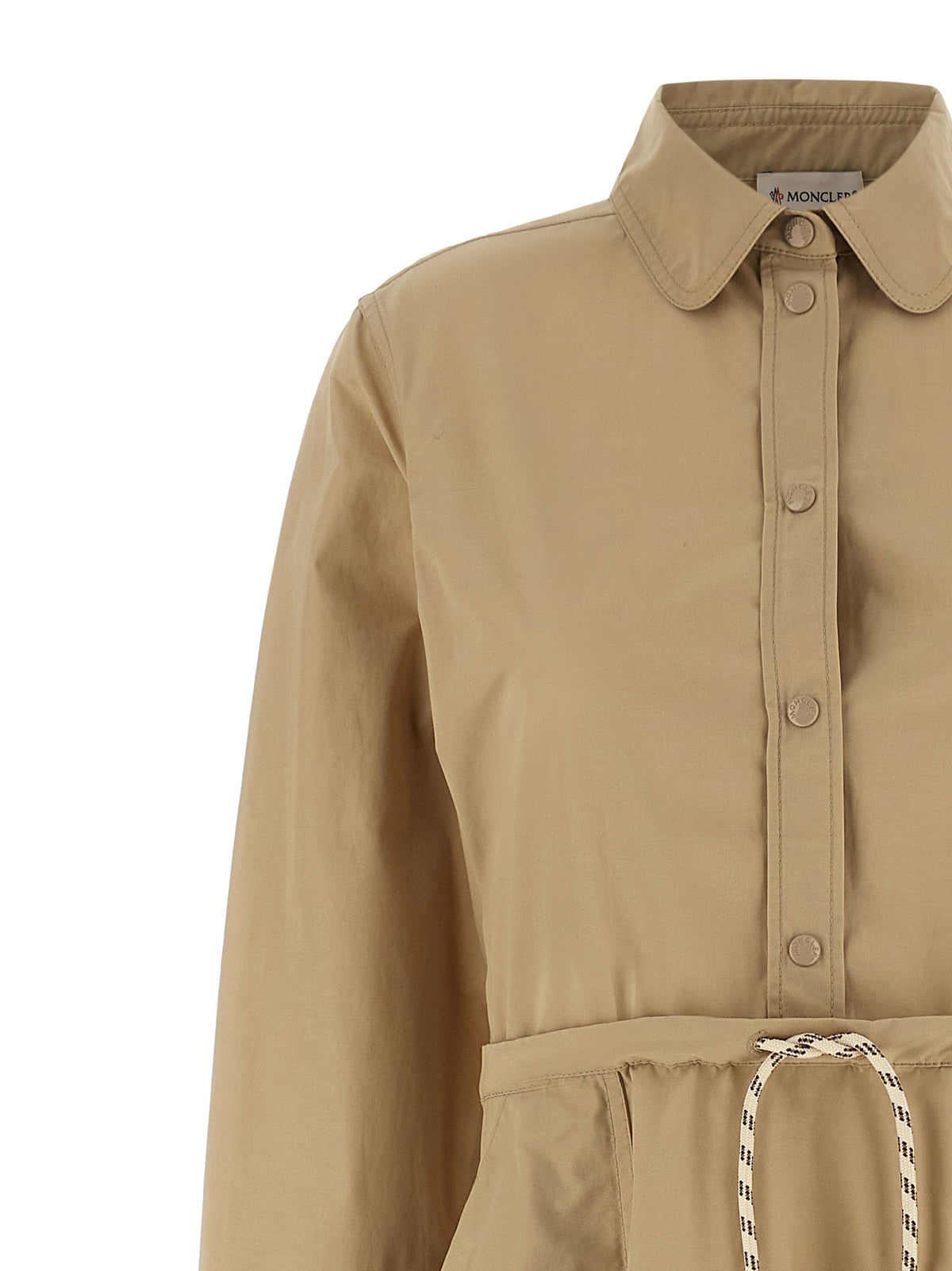Beige Technical Poplin Midi Dress