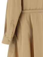Beige Technical Poplin Midi Dress