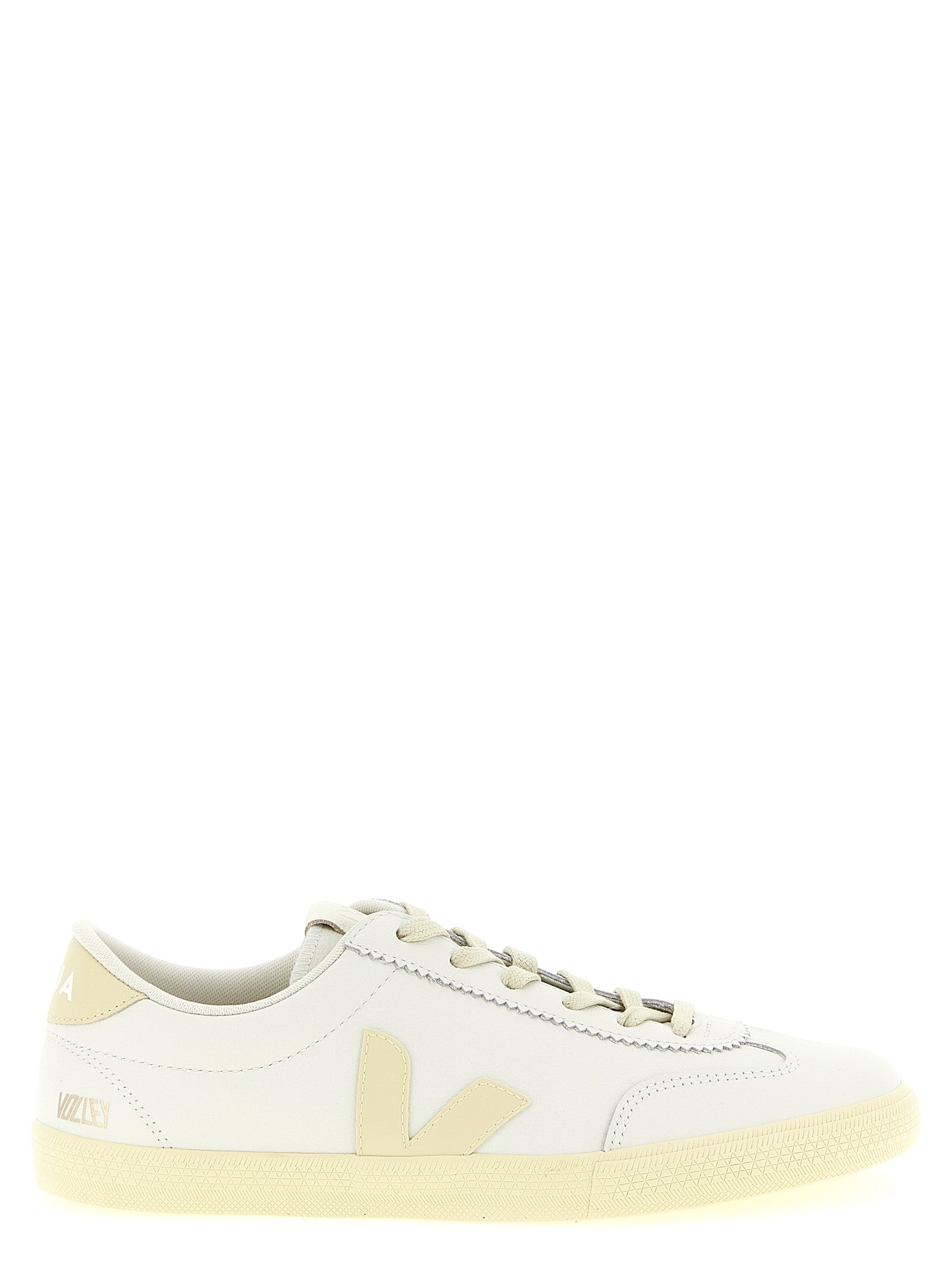 White Calfskin Volley Signature Sneakers