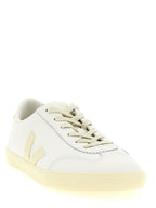 White Calfskin Volley Signature Sneakers