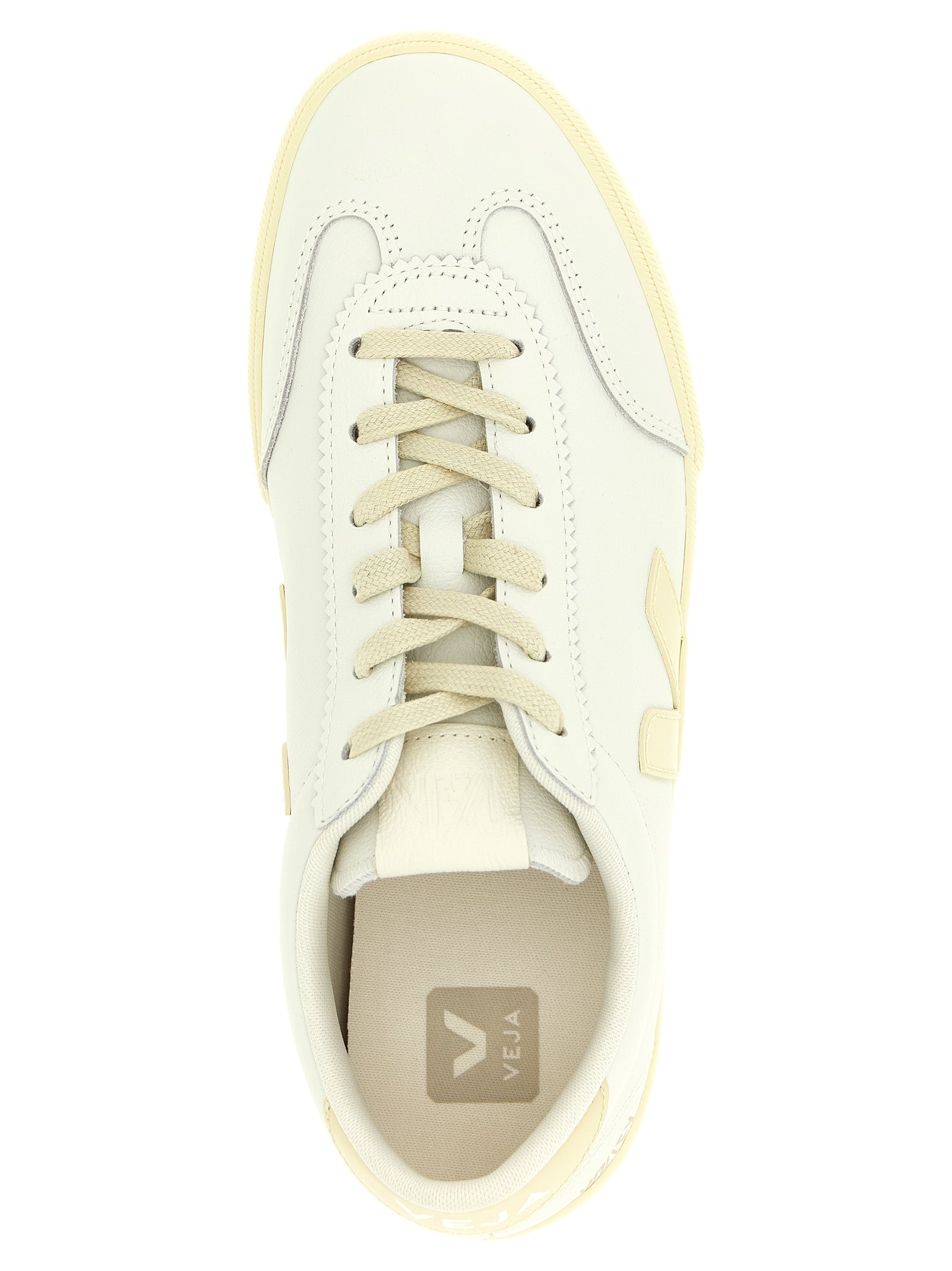 White Calfskin Volley Signature Sneakers