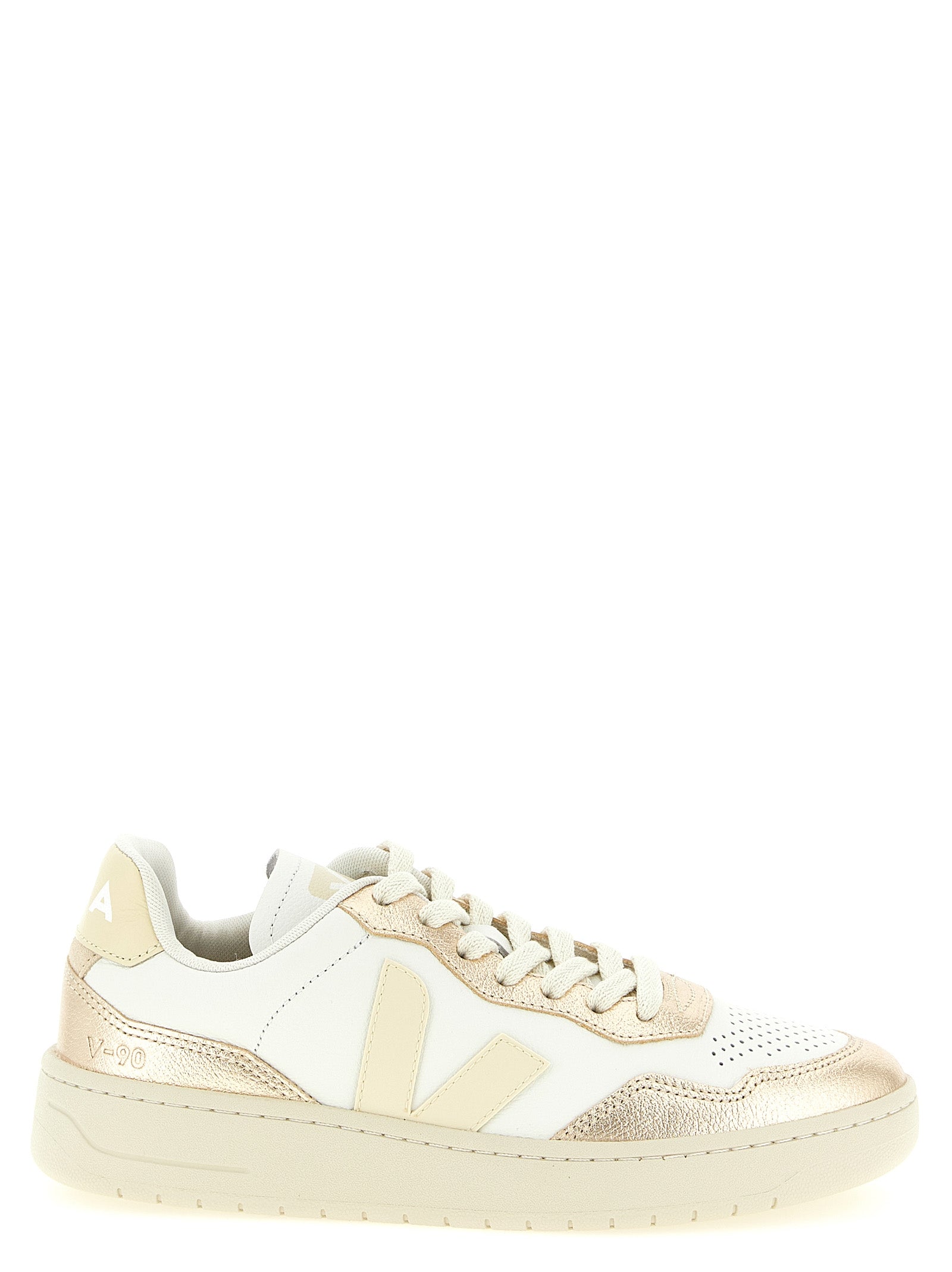 Gold Organic Leather Low Top Sneakers