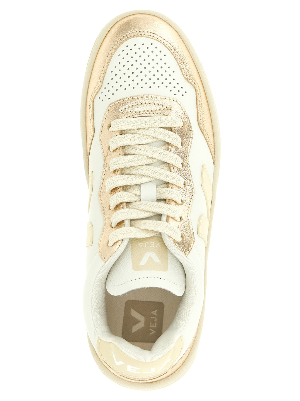 Gold Organic Leather Low Top Sneakers