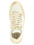 Gold Organic Leather Low Top Sneakers