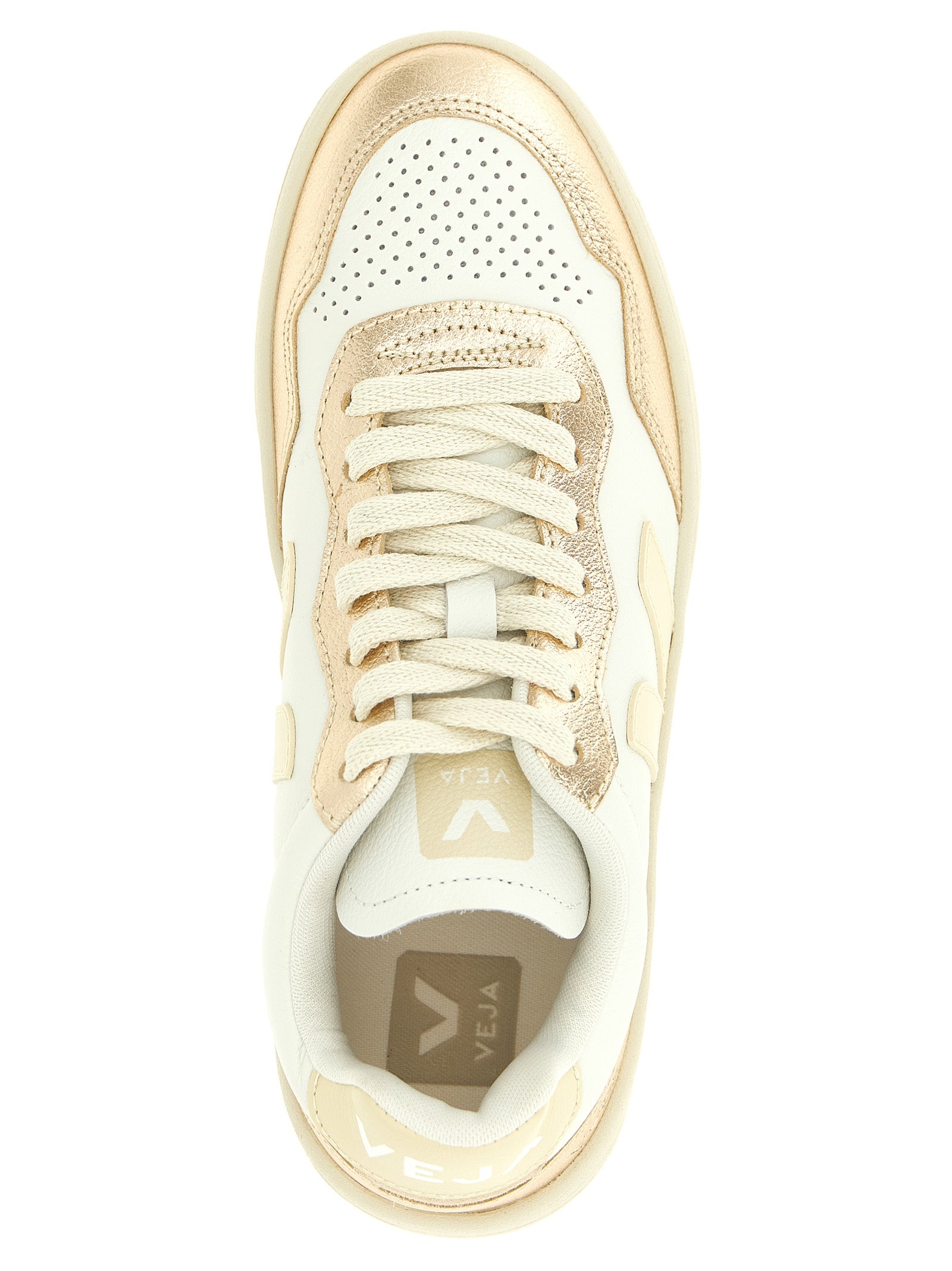 Gold Organic Leather Low Top Sneakers