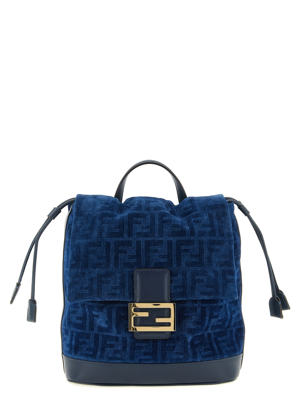 Blue FF Flocked Cotton Denim Backpack
