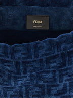 Blue FF Flocked Cotton Denim Backpack