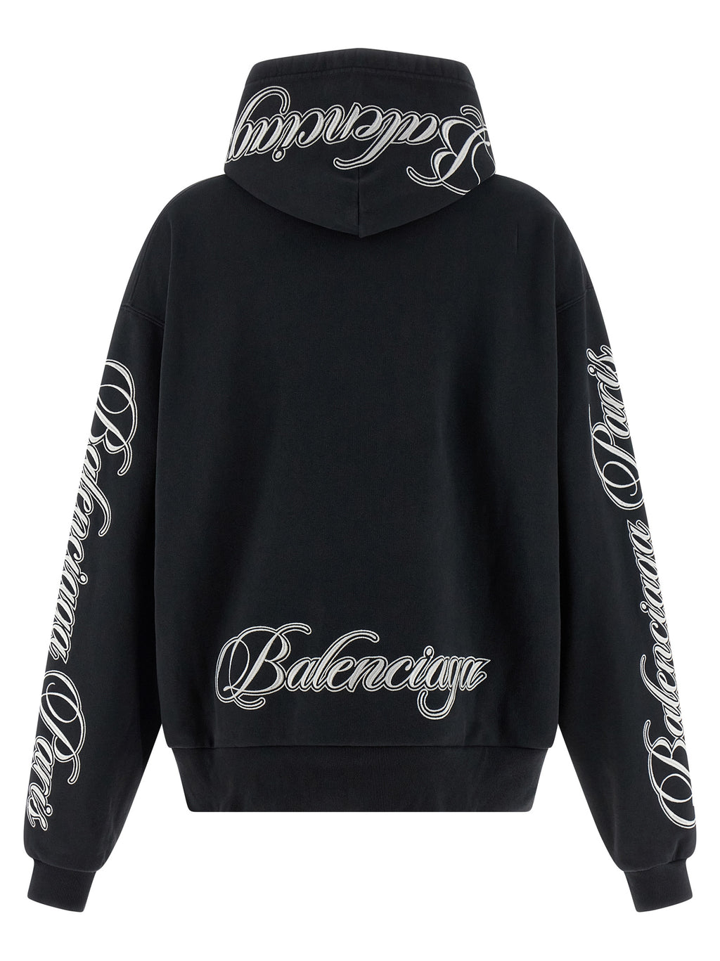 Black Cotton Fleece Hoodie