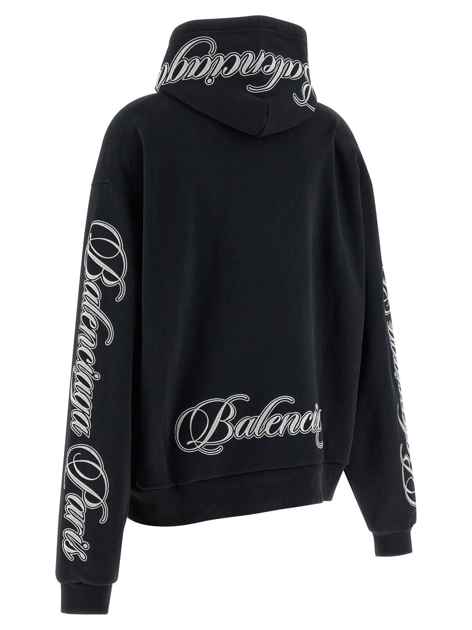 Black Cotton Fleece Hoodie