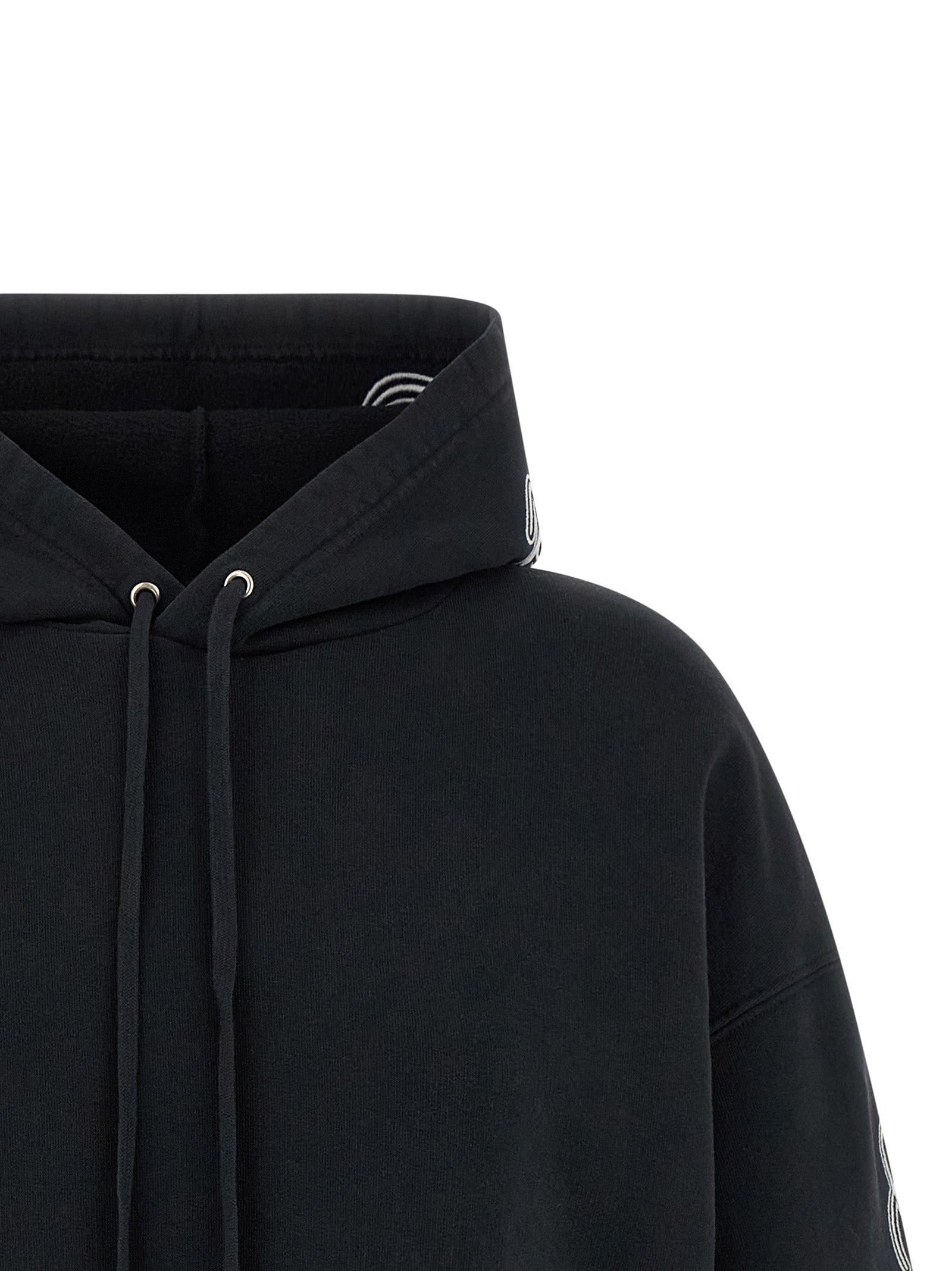 Black Cotton Fleece Hoodie