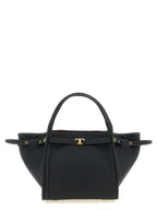 Small Tim Tote Bag in Black Calfskin Leather