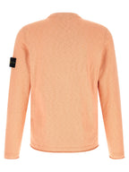 Pink Cotton & Polyamide Crew Neck Cardigan