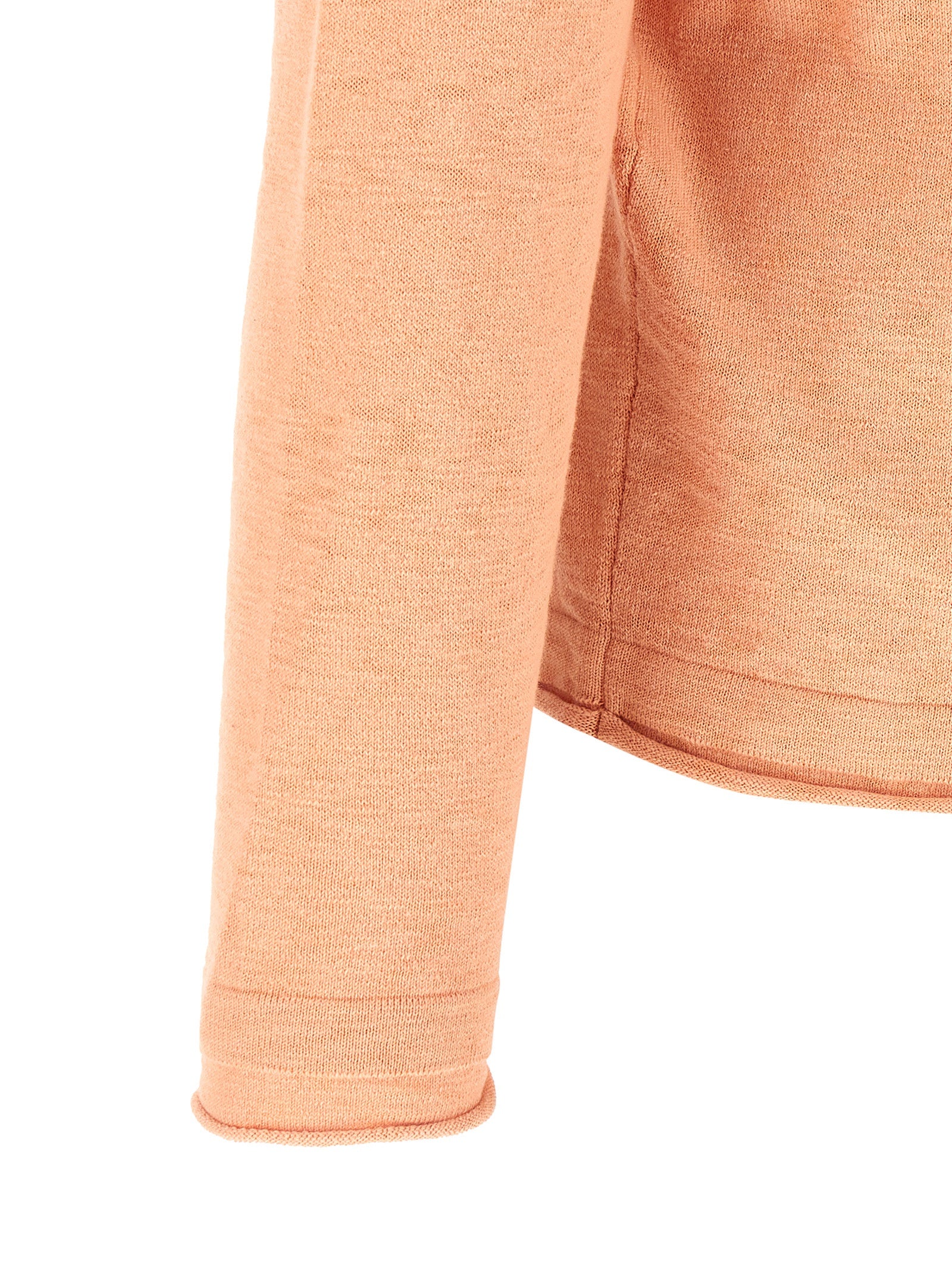 Pink Cotton & Polyamide Crew Neck Cardigan