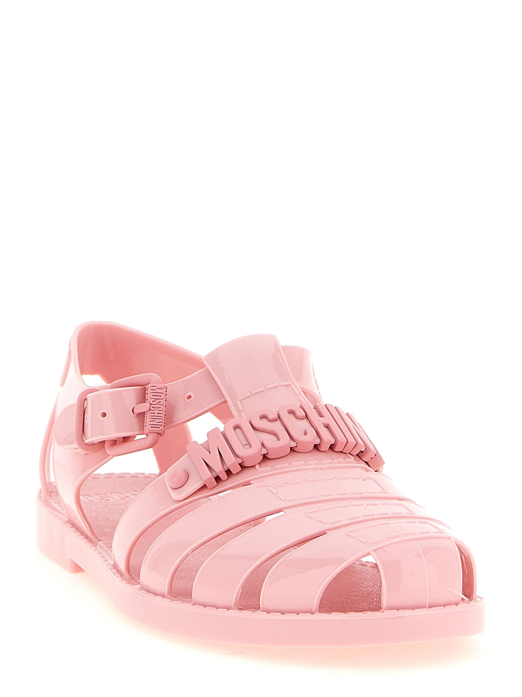 Glossy Pink PVC Flat Sandals