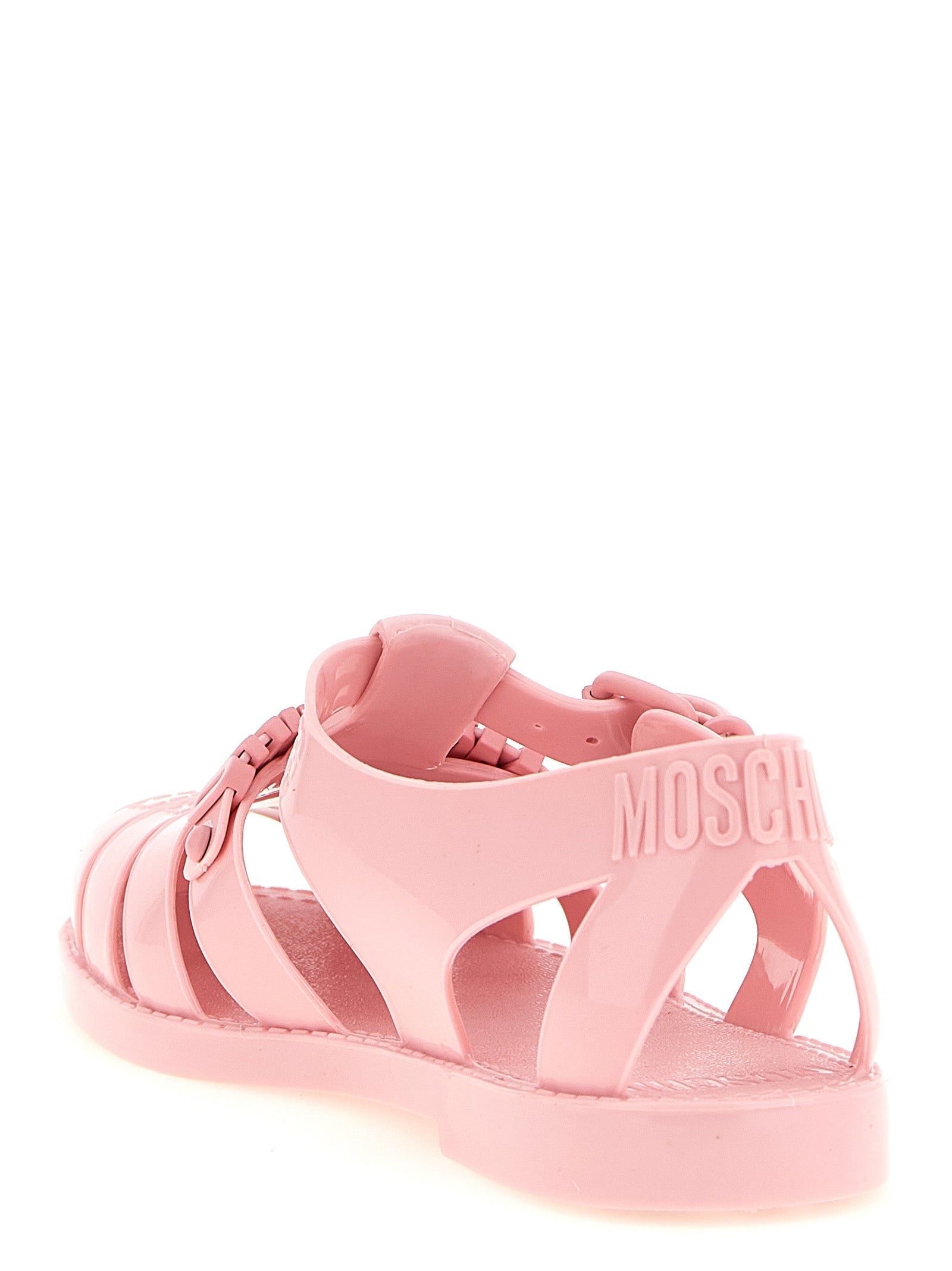 Glossy Pink PVC Flat Sandals