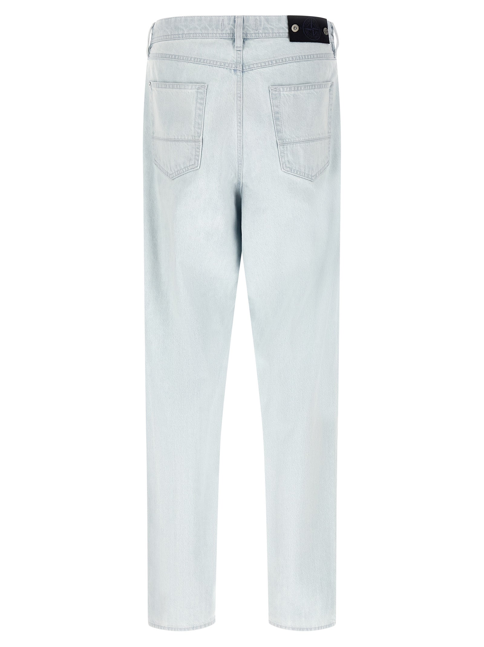 Blue Cotton Straight-Leg Jeans