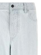 Blue Cotton Straight-Leg Jeans