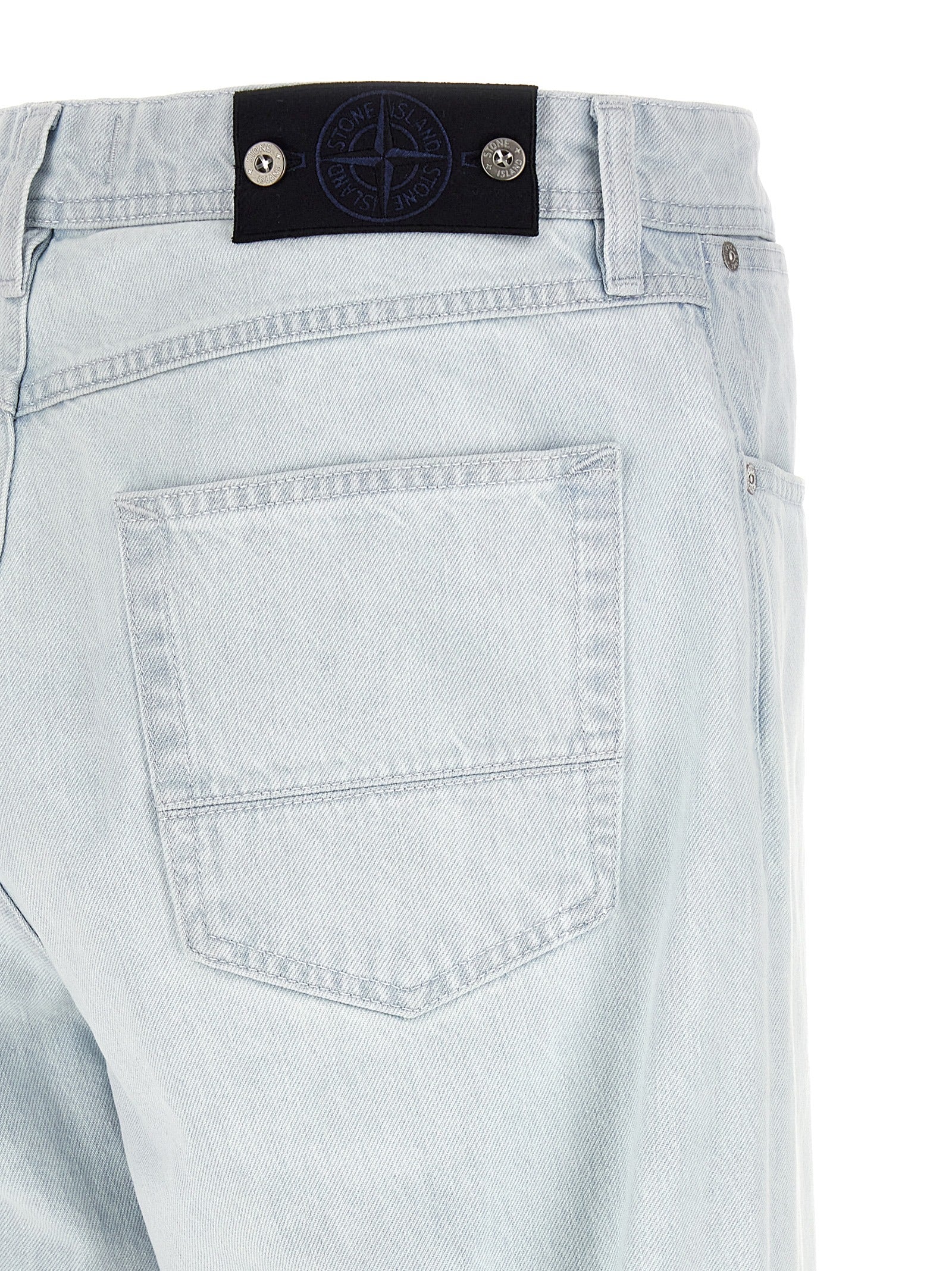 Blue Cotton Straight-Leg Jeans