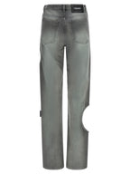 Gray Cotton Straight-Leg Jeans