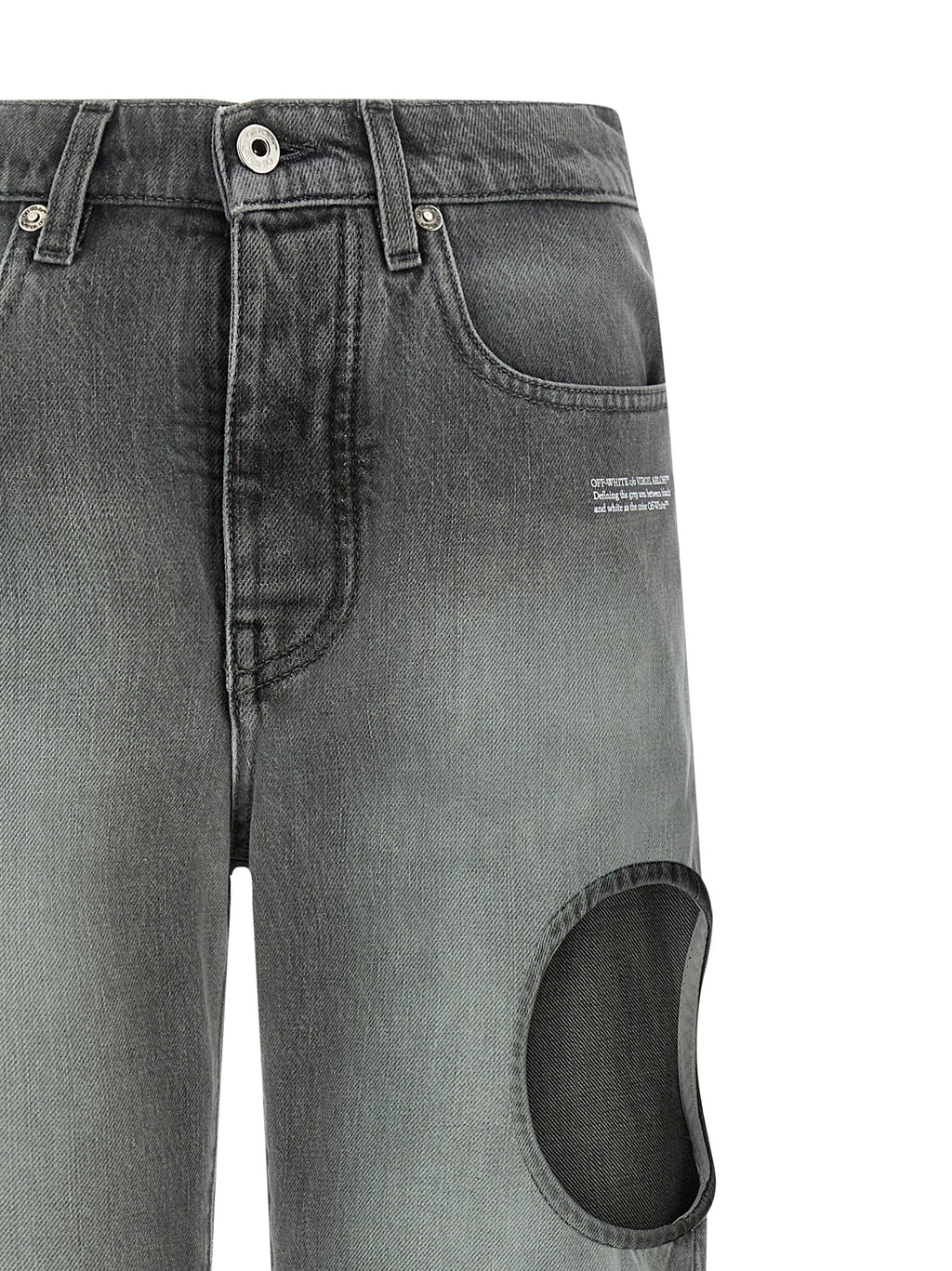 Gray Cotton Straight-Leg Jeans