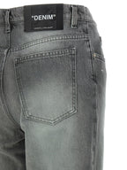 Gray Cotton Straight-Leg Jeans