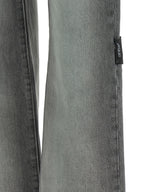 Gray Cotton Straight-Leg Jeans