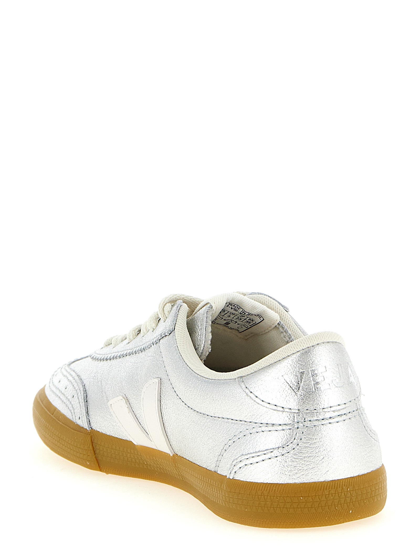 Silver Organic Traced Leather Volley Sneakers