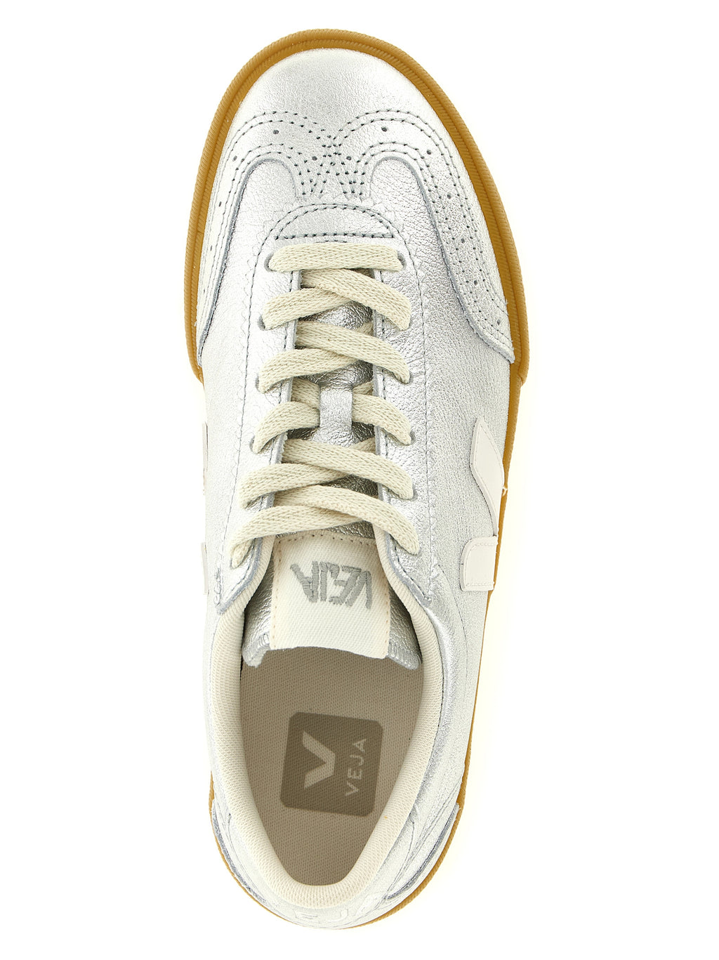 Silver Organic Traced Leather Volley Sneakers