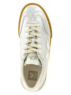 Silver Organic Traced Leather Volley Sneakers