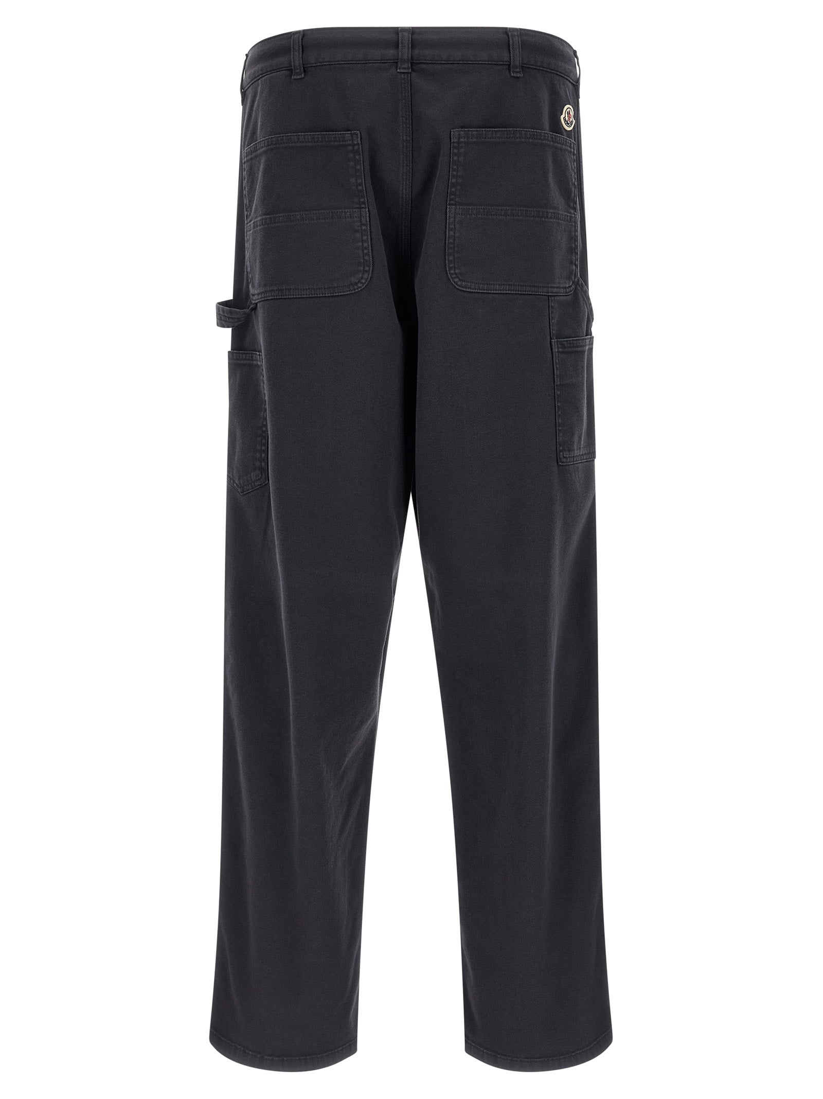 Blue Cotton Blend Gabardine Wide-Leg Cargo Pants