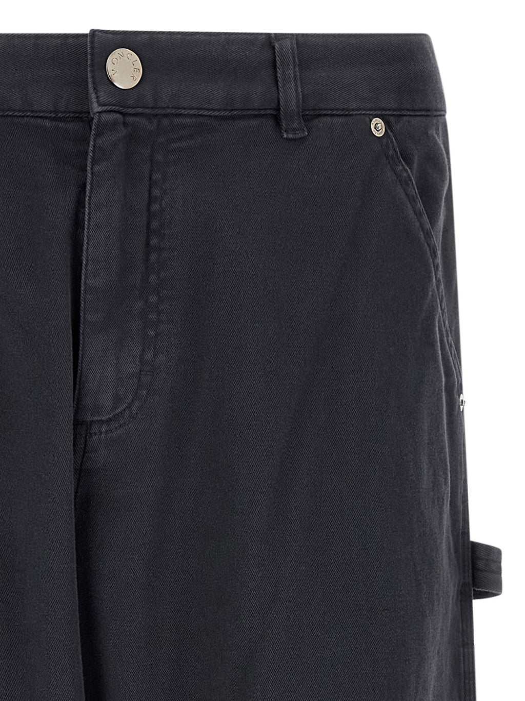 Blue Cotton Blend Gabardine Wide-Leg Cargo Pants