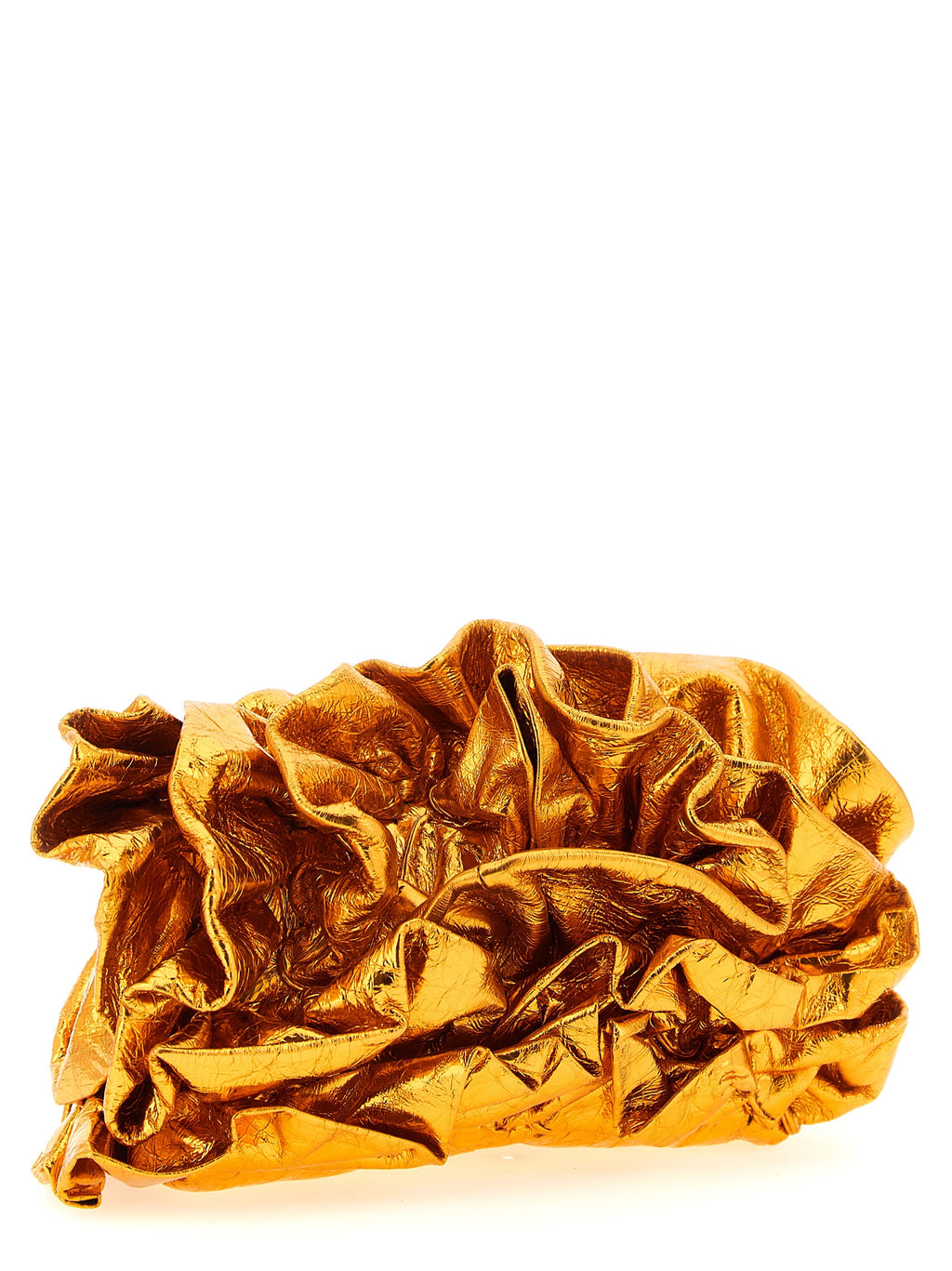 Cow Leather Ruffle Clutch Bag