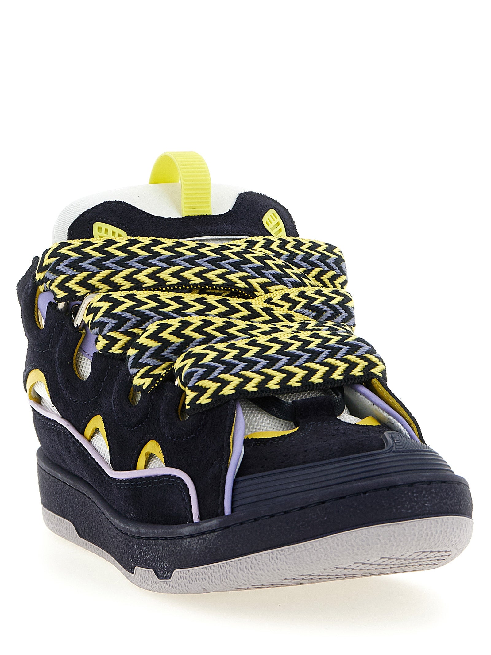 Calf Leather & Suede Curb Sneakers