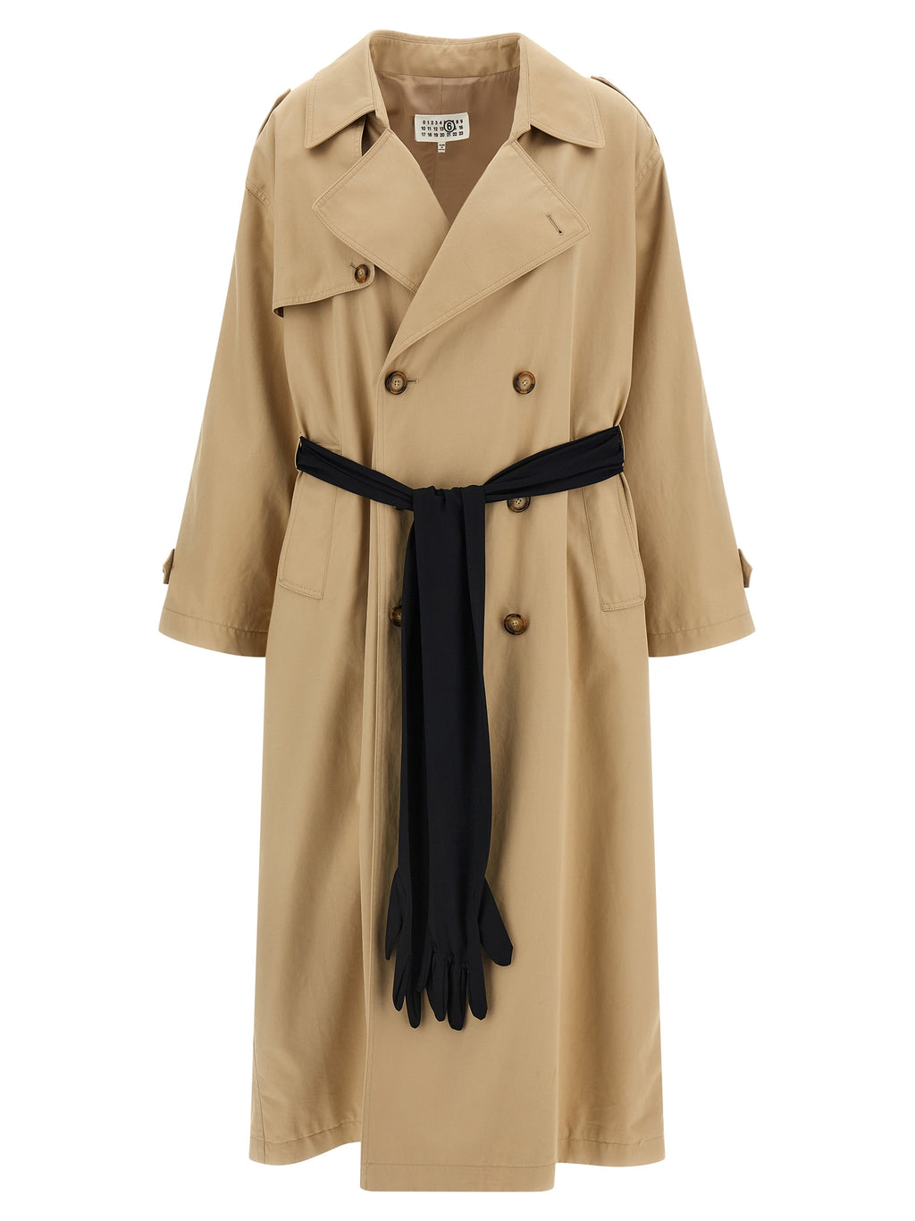 Beige Cotton Double-Breasted Trench Coat
