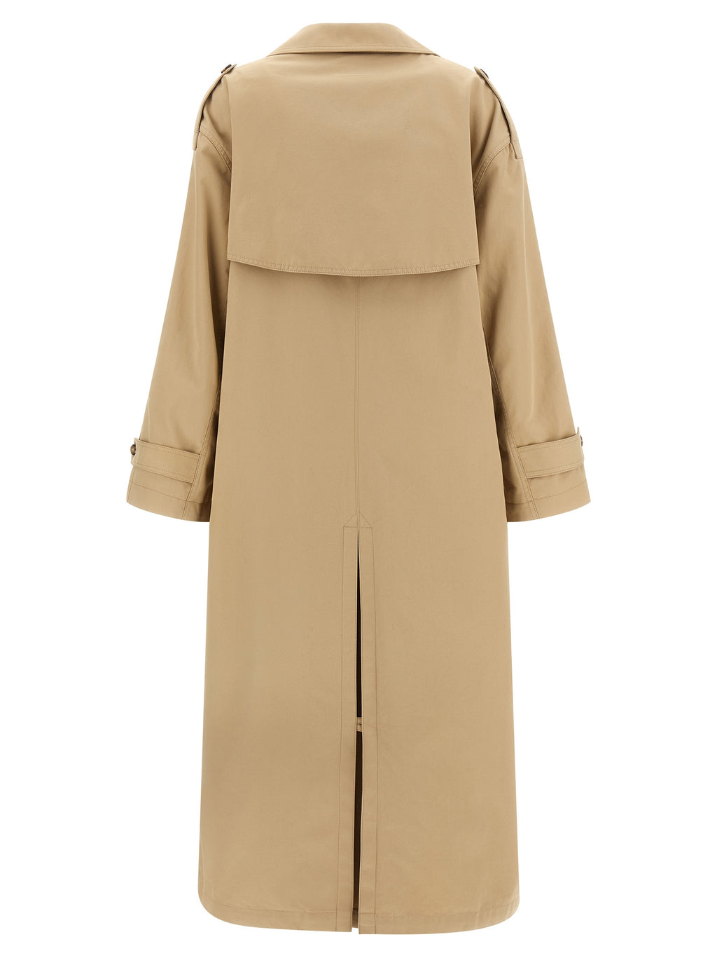 Beige Cotton Double-Breasted Trench Coat