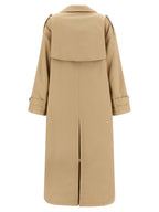 Beige Cotton Double-Breasted Trench Coat