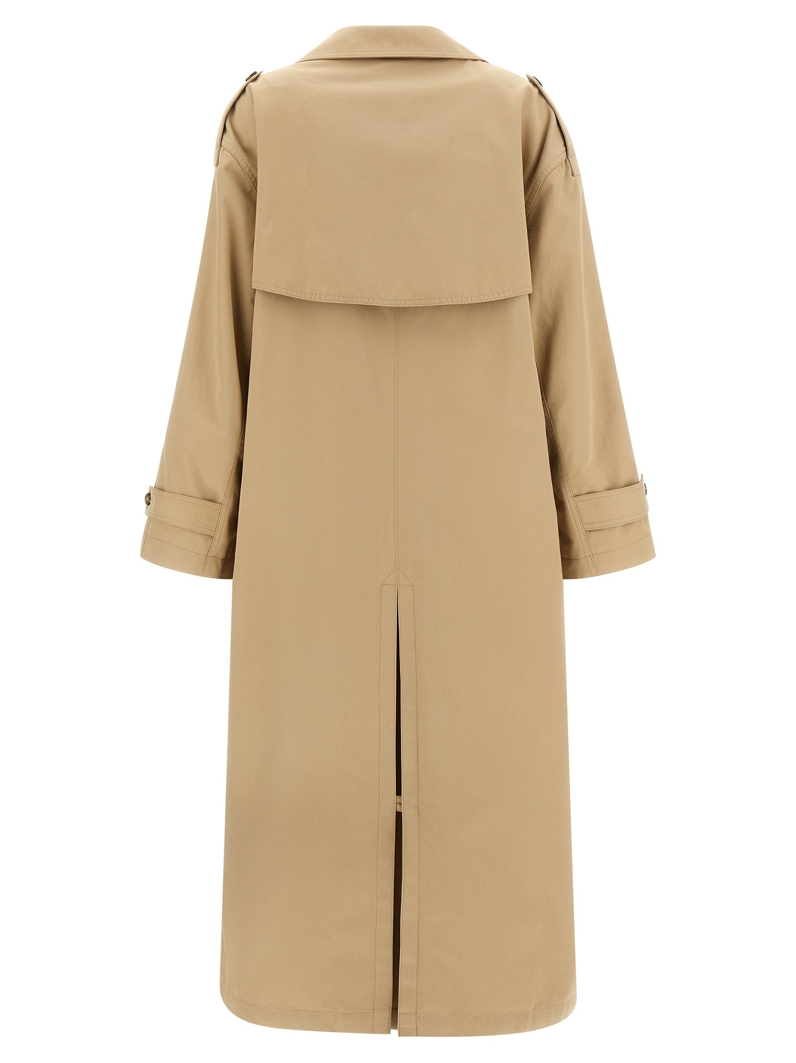 Beige Cotton Double-Breasted Trench Coat