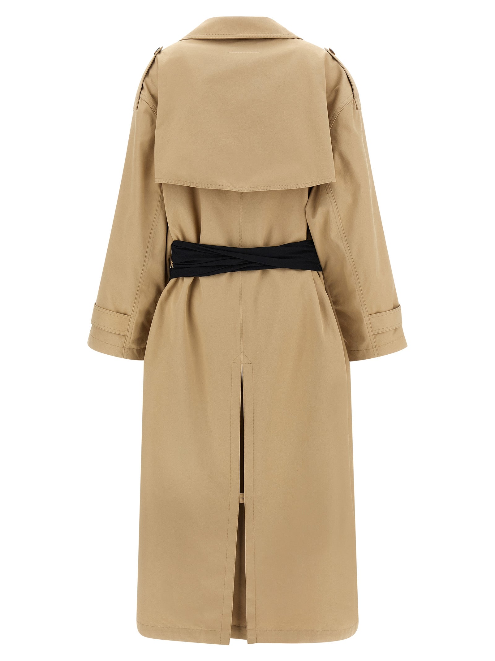 Beige Cotton Double-Breasted Trench Coat