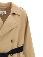 Beige Cotton Double-Breasted Trench Coat